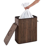 Homestyle pro homestyle rechthoekige bamboe wasmand + tekst 52x32x63 cm bruin wit