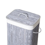 Homestyle pro rechthoekige bamboe wasmand 40x30x60 cm grijs wit
