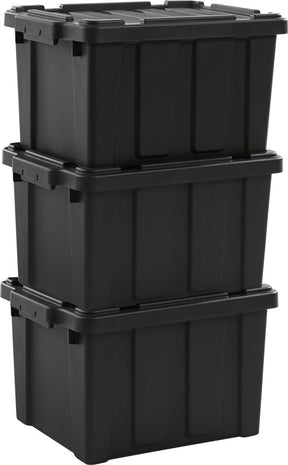 Iris powerbox robuust opbergbox - 21l - kunststof - zwart - set van 3