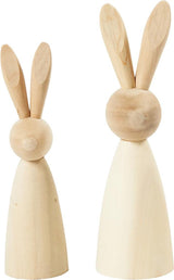 Creativ company houten konijnen, h: 12+14 cm, 2 stuks, populier