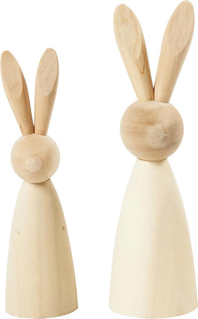 Creativ company houten konijnen, h: 12+14 cm, 2 stuks, populier