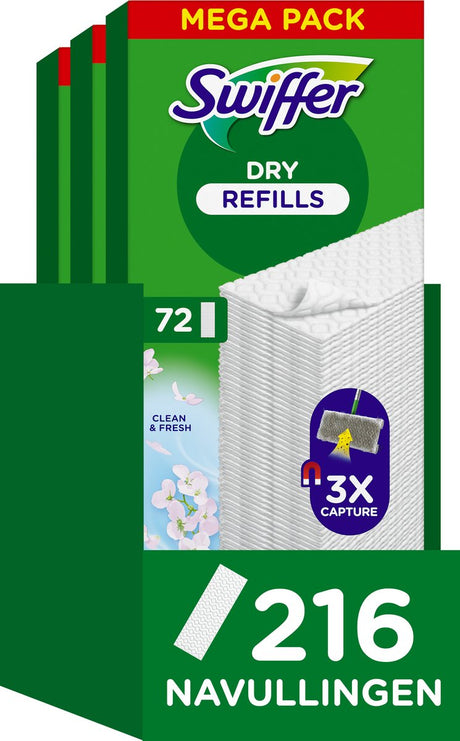 Swiffer vloerreiniger droge vloerdoekjes - schoon fris - 3 x 72 = 216 navullingen