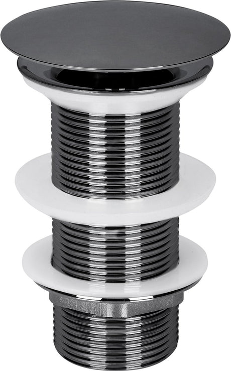 Differnz afvoerplug - mix match - always open - maat l - messing - gun metal - diameter 72 mm - hoogte 100 mm - draadmaat 1 1 4 inch - voor wastafel of fontein