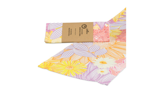 Katoenen tafelloper bloemen 28x150cm multicolour flowers