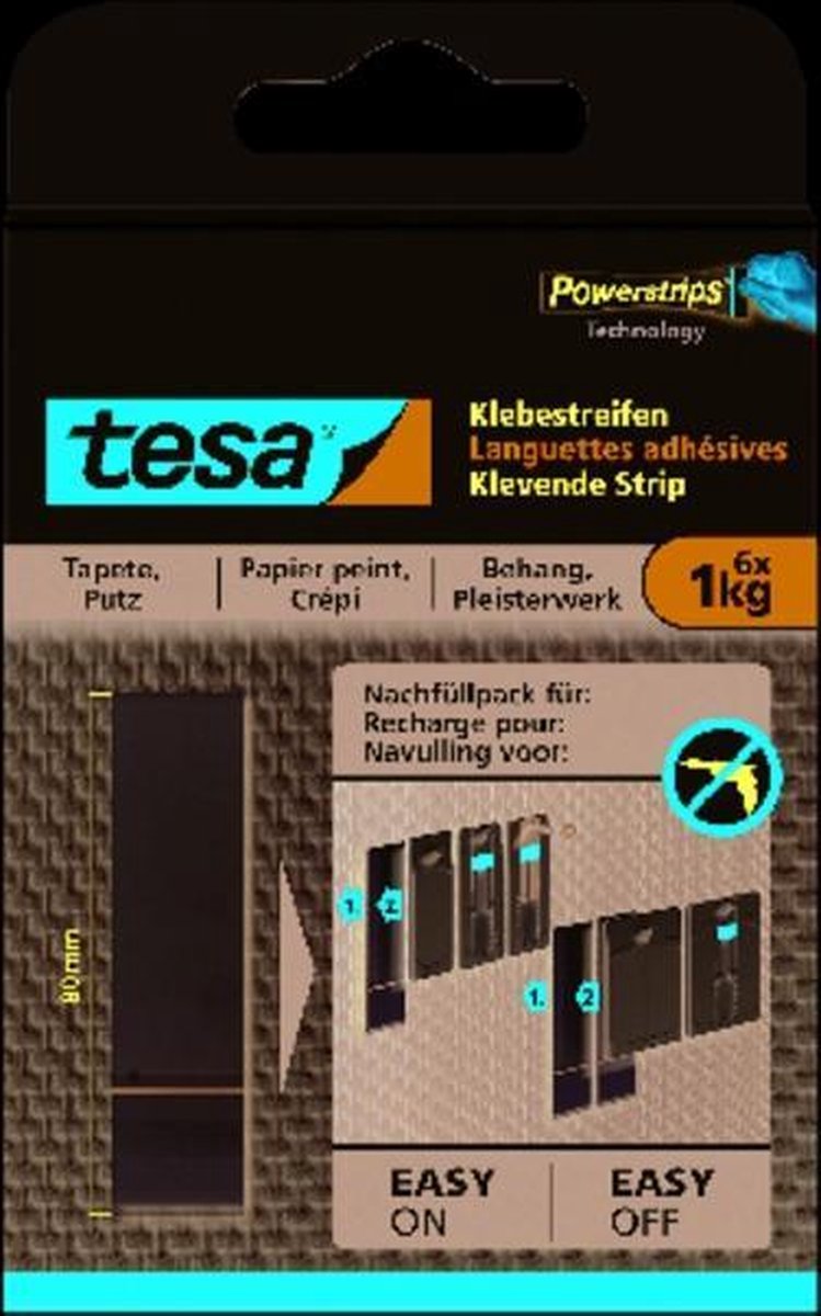 Tesa klevende strip voor behang en pleister