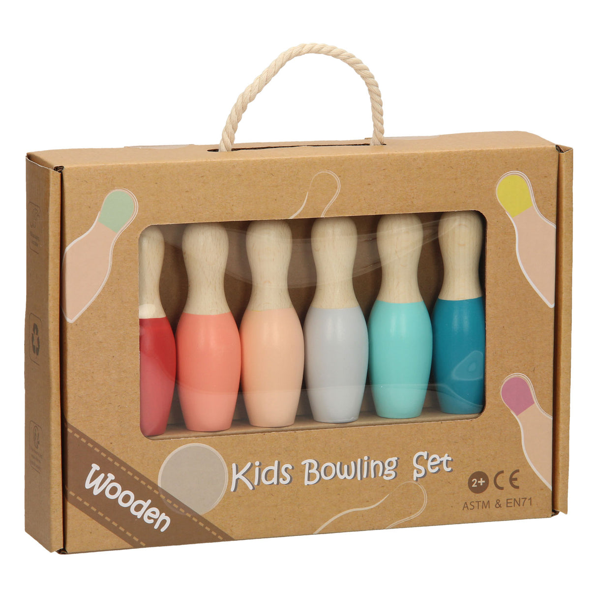 Holzkinder -Bowling -Set - Pastell