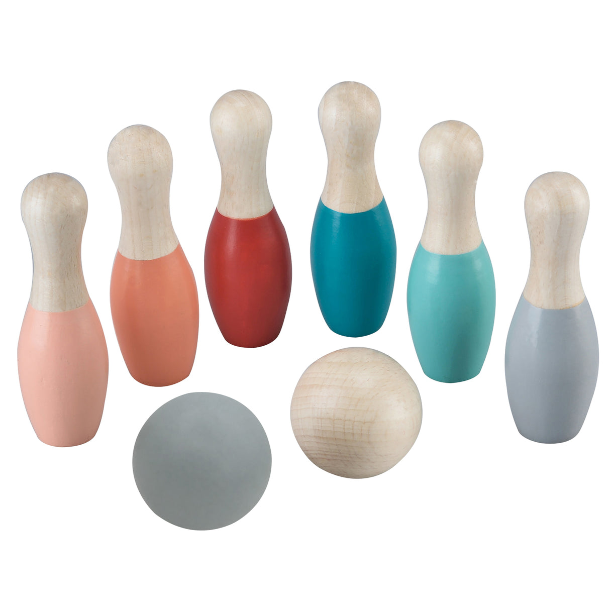 houten kinder bowlingset pastel