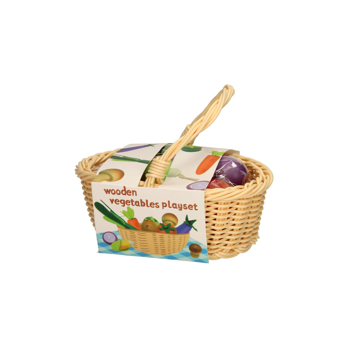 Pic wooden vegetables in picnic basket 11dlg.