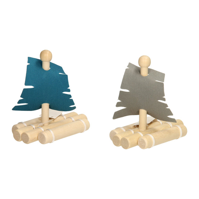 Houten vlot met zeil