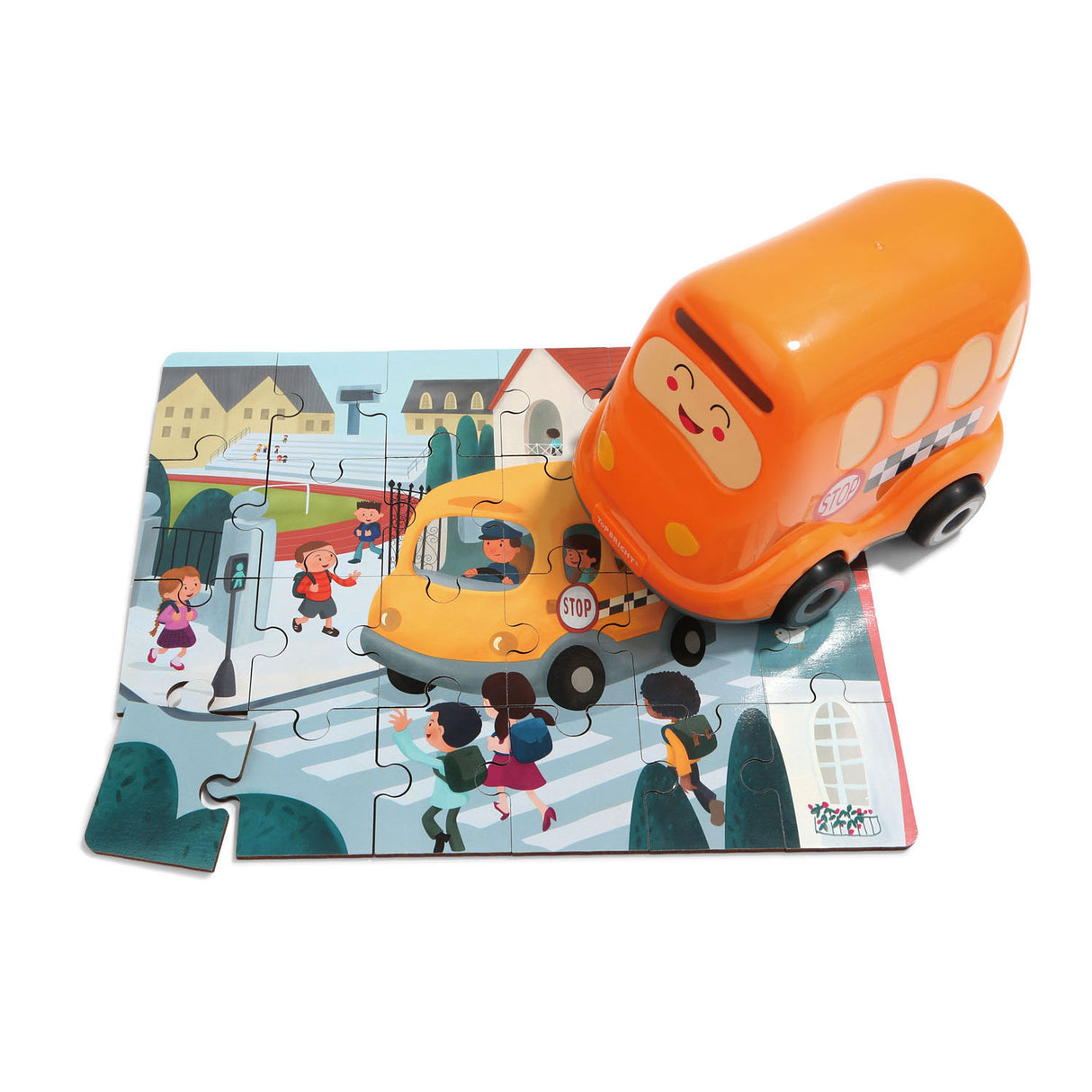 Topbright Wooden Jigsaw Puzzle avec bus scolaire, 24e.