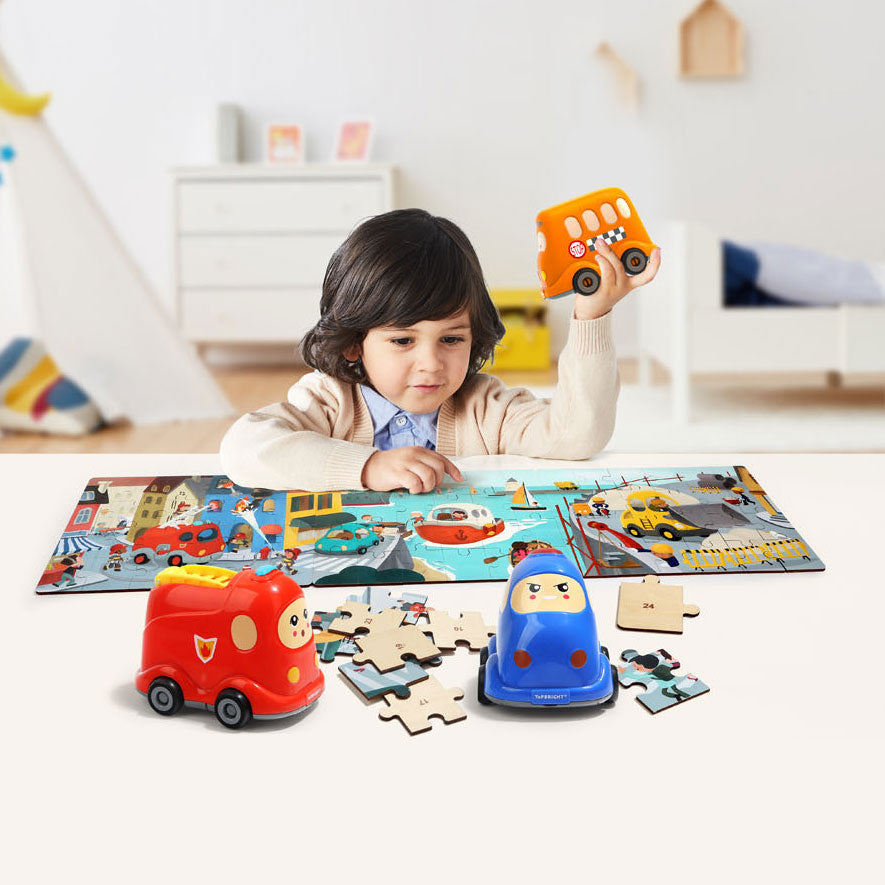 Topbright Wooden Jigsaw Puzzle avec bus scolaire, 24e.