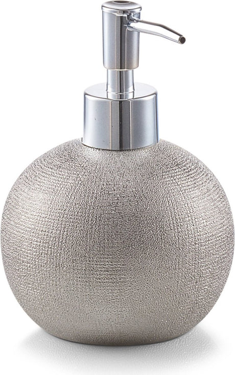 Zeller zeeppompje dispenser - keramiek - zilver glitter - 14 cm