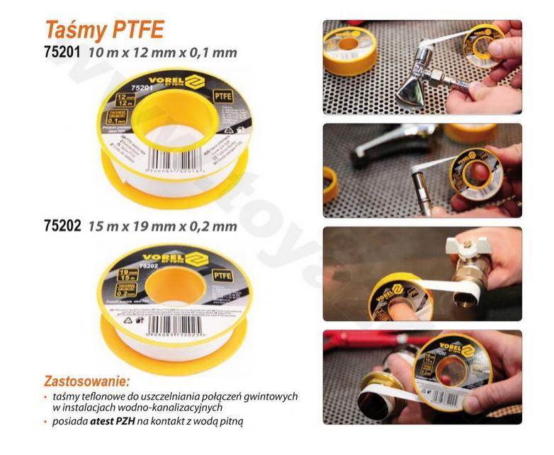 Vorel teflontape 15m*19mm*0,2mm