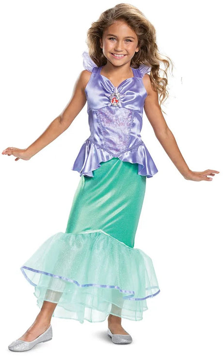 Disguise disney the little mermaid ariel deluxe kostuum jurk kinderen - kids tm 8 jaar - paars groen 128 134
