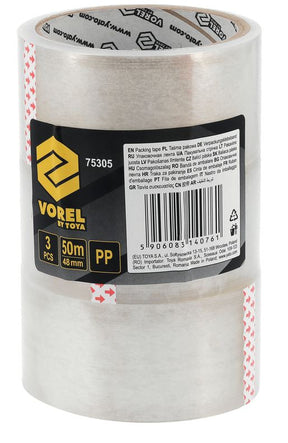 Vorel band pp kleurloos 3szt 48mmx50m