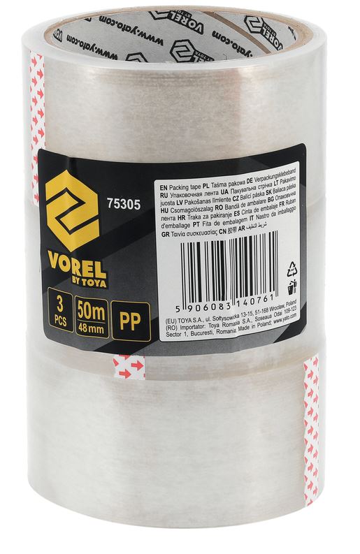 Vorel band pp kleurloos 3szt 48mmx50m