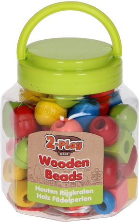 Van manen houten kralen in pot 72 stuks