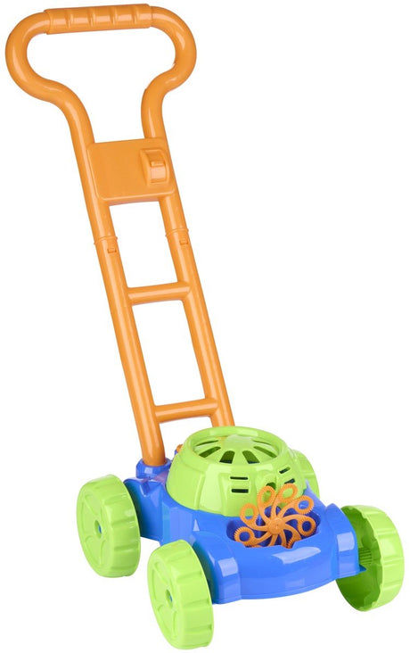 Eddy toys bubble lawn mower - elektrische bellenblaas grasmaaier - maakt automatisch bellen tijdens lopen - buitenspeelgoed - blauw, groen en oranje - exclusief batterijen