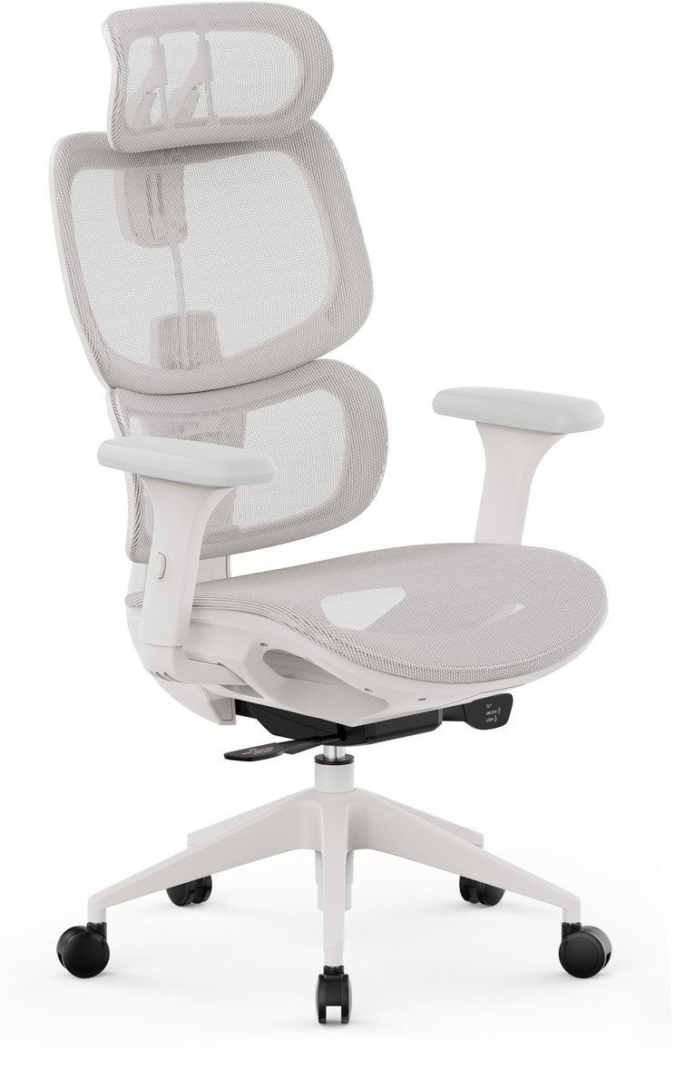 Sense7 nobu - bureaustoel - ergonomisch - rugleuning van gaas 3d-armleuningen - draaistoel - flowtechswing - lichtgrijs