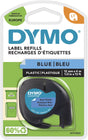 Dymo letratag originele plastic labels | zwarte afdruk op blauwe etiketten | 12 mm x 4 m | zelfklevende multifunctionele labels voor letratag labelprinters | gemaakt in europa