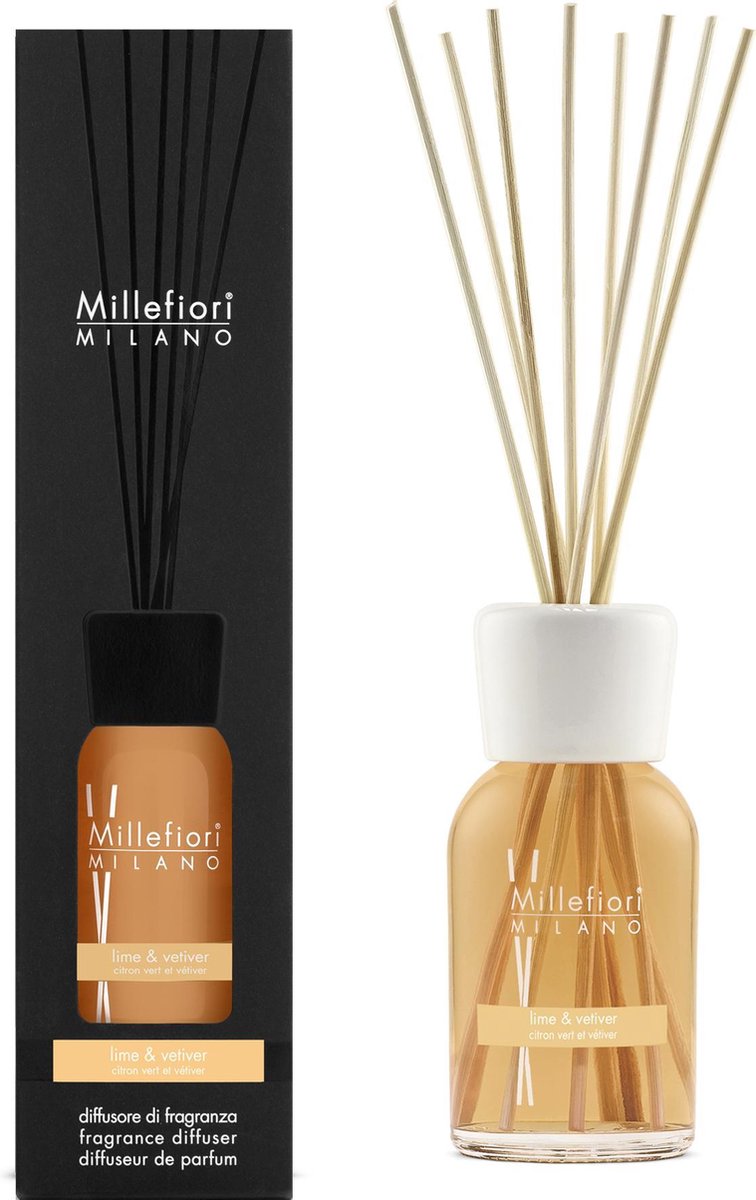 Millefiori milano geurstokjes 250 ml - lime vetiver