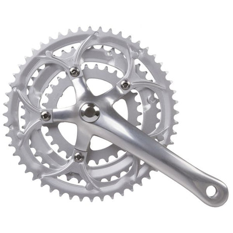 Mighty crankstel race 3 x 8 speed 30 42 52t aluminium - zilver