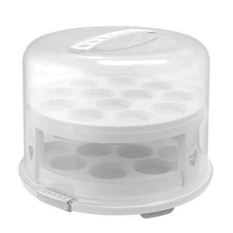 Rotho fresh taartdoos xl met trays - bpa vrij - afsluitbare clips - geschikt voor cupcakes - -wit