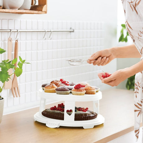 Rotho fresh taartdoos xl met trays - bpa vrij - afsluitbare clips - geschikt voor cupcakes - -wit