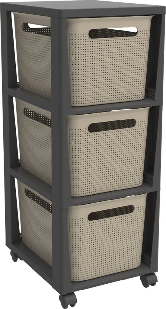 Rotho tower brisen design ladekast 3x16l met wielen cappuccino
