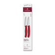 Victorinox schilmes set keukenmes 2 stuks 8cm rood roestvrij staal.
