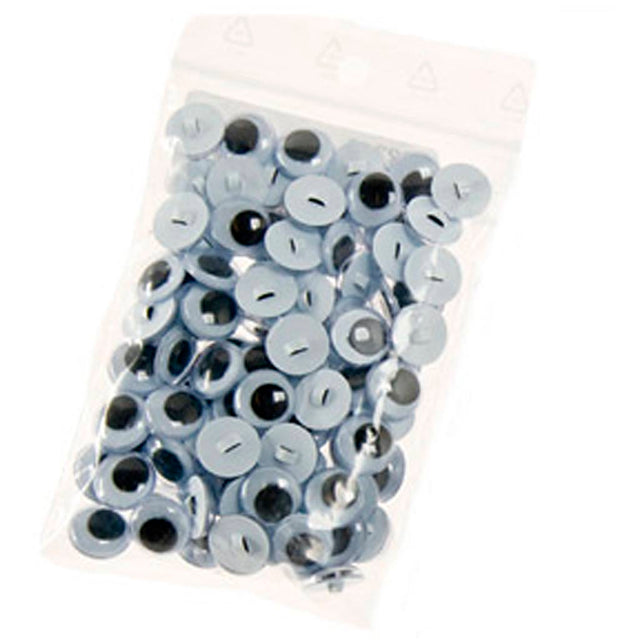 Creativ company wiebelogen - zwart wit - opnaai oogjes knuffels poppen maken - opnaaien - 12 mm - 50 paar - 100 stuks