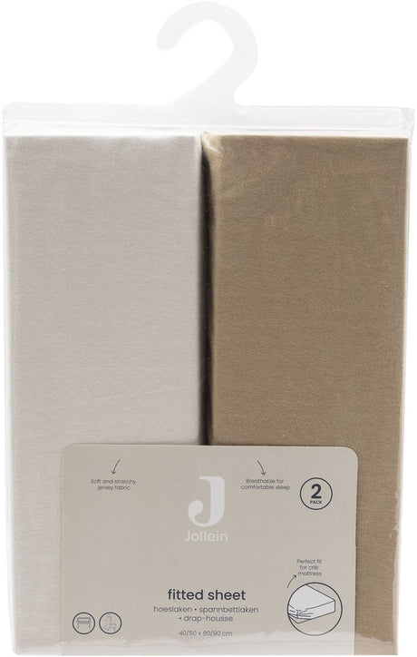 Jollein hoeslaken ledikant - 60x120cm - jersey - hazel oatmeal - 2