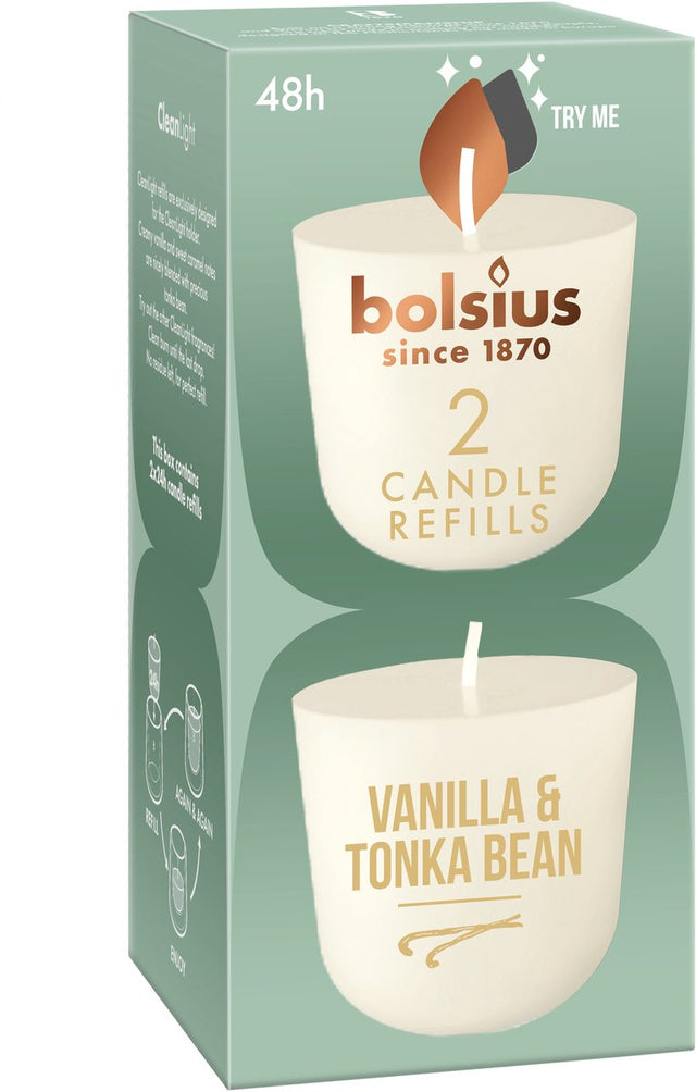 Bolsius geurkaars navulling vanille tonka - 2 navullingen