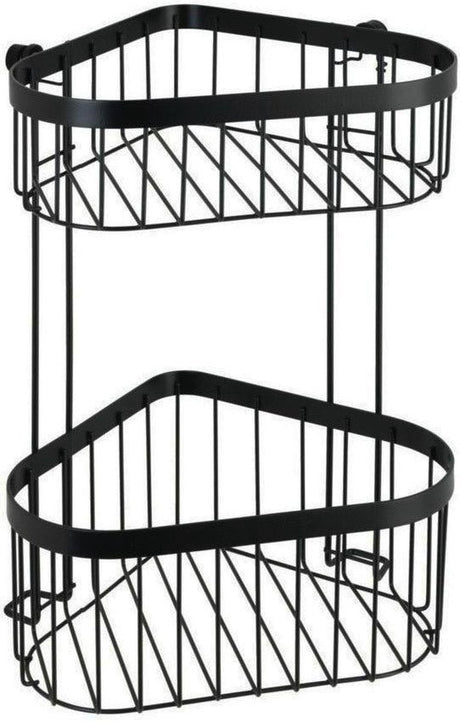 Wenko doucherek hoek 2-laags classic plus black mat zwart 24x33cm - douchemand