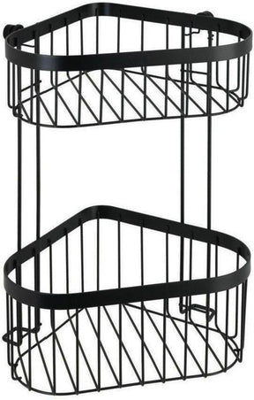 Wenko doucherek hoek 2-laags classic plus black mat zwart 24x33cm - douchemand