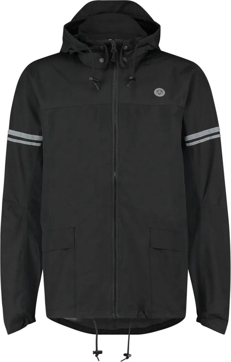 Agu section - regenjas - heren - waterdicht en ademend - poray 5000 - opvouwbaar - reflecterend - m - zwart