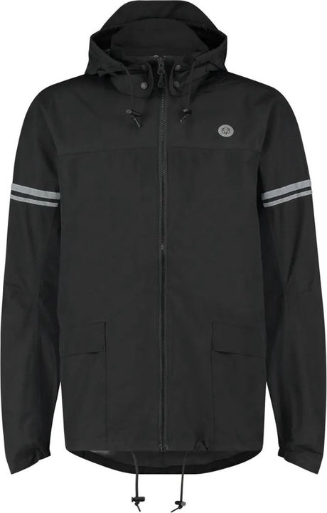 Agu section - regenjas - heren - waterdicht en ademend - poray 5000 - opvouwbaar - reflecterend - m - zwart