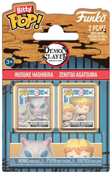 Funko demon slayer inosuke hashibira zenitsu agatsuma (bitty pop!) vinylfiguren (set van 2) unisex pop! - neutraal - standard