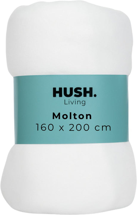 Hush. living hush living molton matrasbeschermer - 80%katoen 20%polyester - uitstekende vochtopname - vormvast - comfort en duurzame bescherming - 160x200+30cm