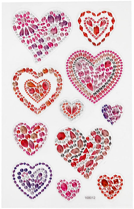 Creativ company diamond stickers - harten design - zelfklevende strass stickers - glanzende sierstickers - glitter decoratieve stickers - diy knutselen hobby - 1 vel