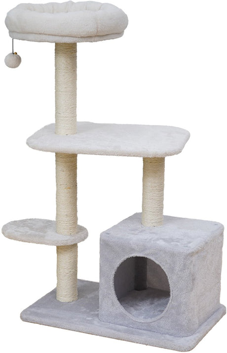 Ebi salinas krabpaal - kattenboom met sisal en pluche - 58x38x97cm - grijs