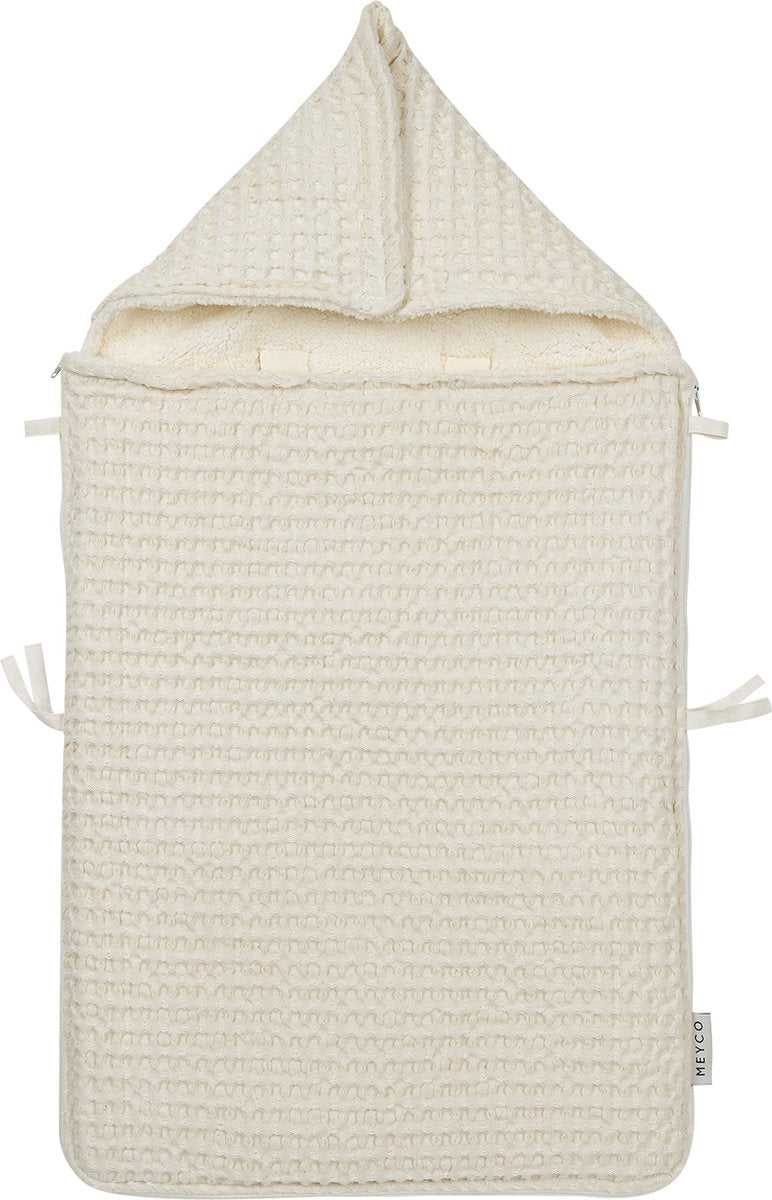Meyco baby wafel teddy voetenzak - nature - 40x82cm