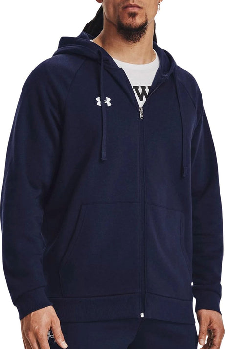 Under armour ua rival fleece fz hoodie heren sporttrui - navy - wit