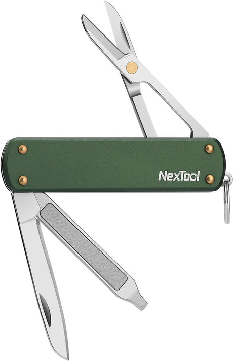Nextool mini zakmes – 5-in-1 – groen rvs – compact lichtgewicht
