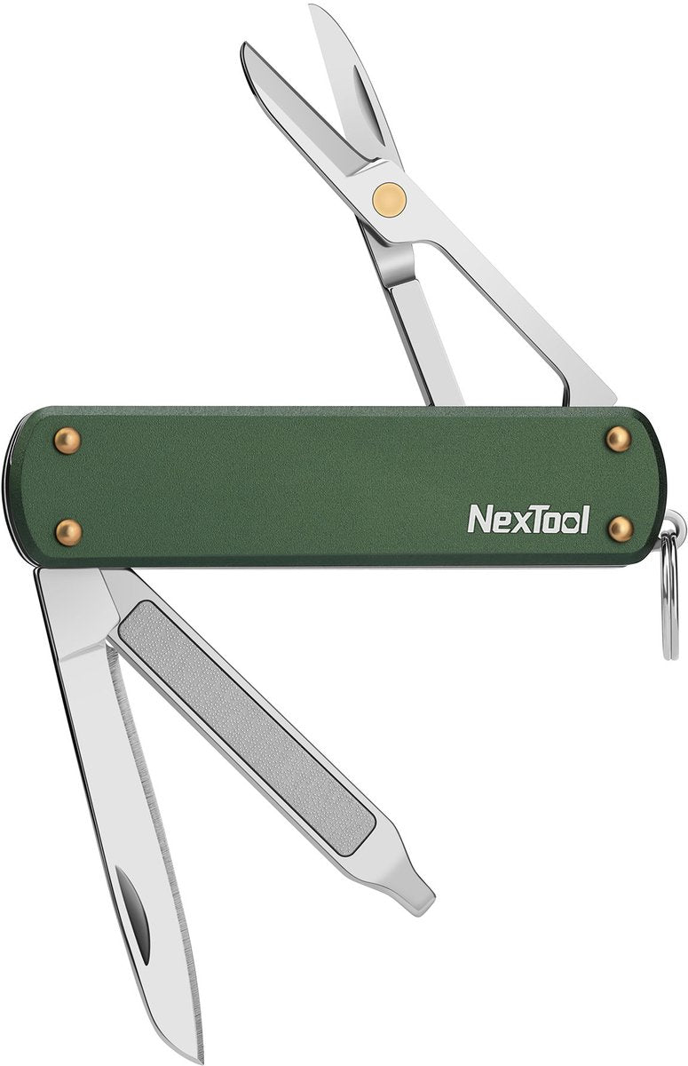 Nextool mini zakmes – 5-in-1 – groen rvs – compact lichtgewicht