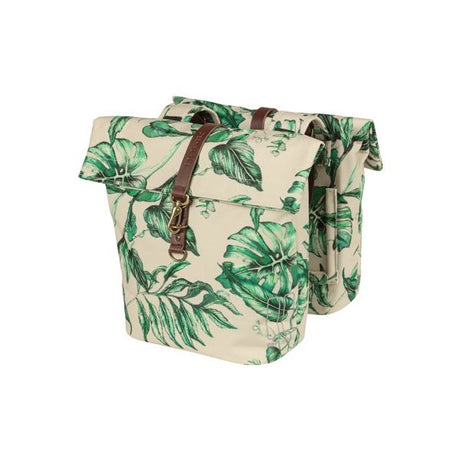 Basil Ever-Green dubbele fietstas, gerecycled PET, waterkerende vouwsluiting, unisex, fiets, sandshell beige