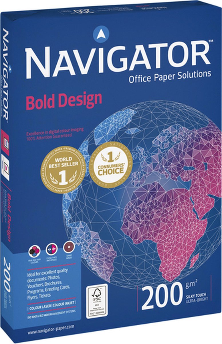 Navigator kopieerpapier bold design a4 200gr wit