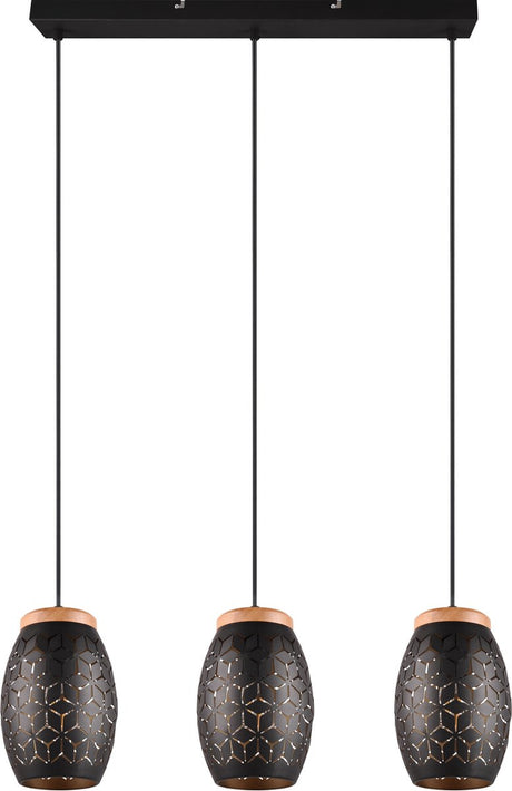 Rl live your light reality bidar - hanglamp - zwart-goud - excl. 3x e27 4 w - voetschakelaar - zwenkbaar