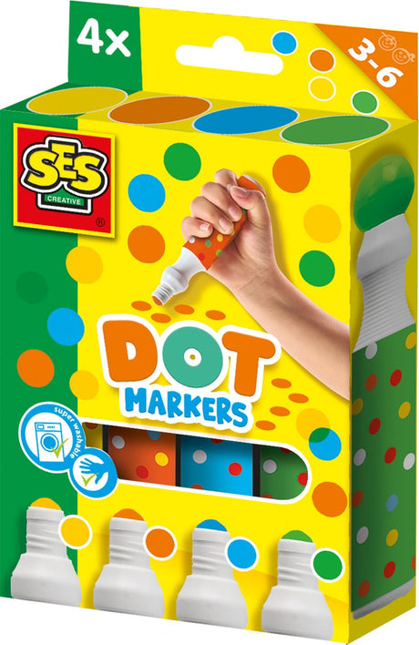 Ses creative dot markers xxl - 4 extra dikke stipstiften - vanaf 3 jaar - tekenen - schoencadeautjes sinterklaas