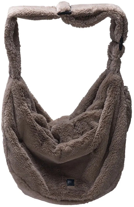 Designed by lotte laki draagtas hond - hondentas - voor kleine honden - verstelbare draagzak - taupe - 48x20x35 cm one size
